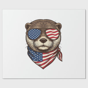Patriotisches Otter-Vektor-Vintage-Stickerei-Shirt Geschenkpapier