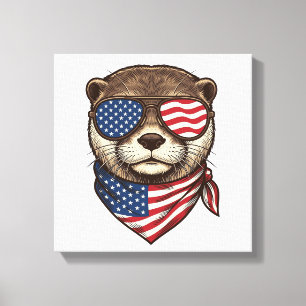 Patriotisches Otter-Vektor-Vintage-Stickerei-Shirt Leinwanddruck