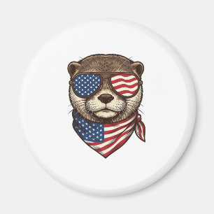 Patriotisches Otter-Vektor-Vintage-Stickerei-Shirt Magnet
