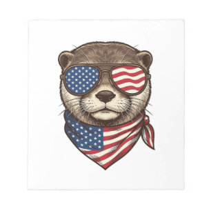 Patriotisches Otter-Vektor-Vintage-Stickerei-Shirt Notizblock
