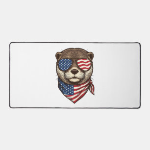 Patriotisches Otter-Vektor-Vintage-Stickerei-Shirt Schreibtischunterlage