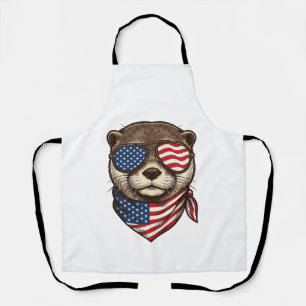 Patriotisches Otter-Vektor-Vintage-Stickerei-Shirt Schürze