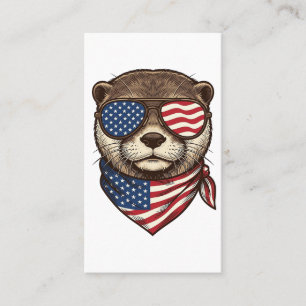 Patriotisches Otter-Vektor-Vintage-Stickerei-Shirt Visitenkarte