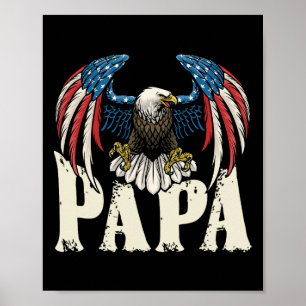 Patriotisches Papa-Weißkopfseeadler-Shirt USA-Flag Poster