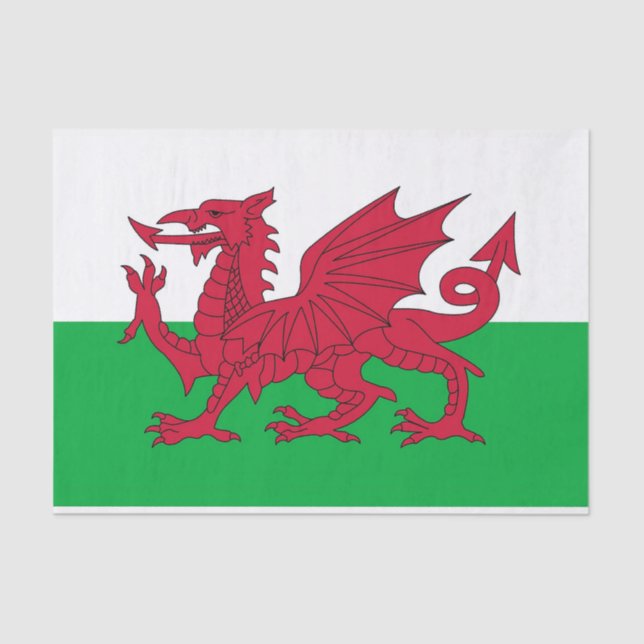 Patriotisches Papiertaschentuch mit Wales-Flagge Seidenpapier (Vorderseite)