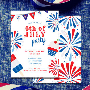 Patriotisches Party 4. Juli Feuerwerk Einladung