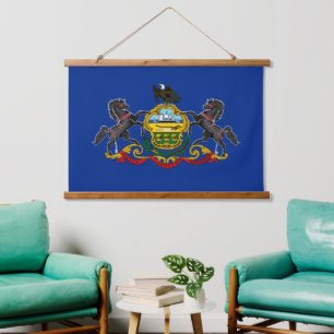 Patriotisches Pennsylvania Tapestry, Pennsylvania Wandteppich Mit Holzrahmen