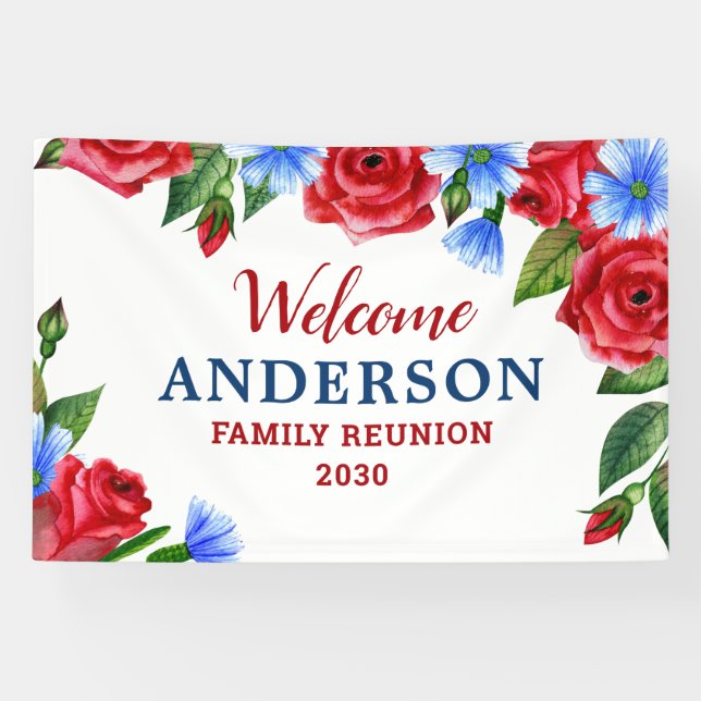 Patriotisches Personalisiertes Rotes Blaues Party Banner (Horizontal)