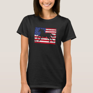 Patriotisches Pferd Amerikanische Flagge Reiten Fe T-Shirt
