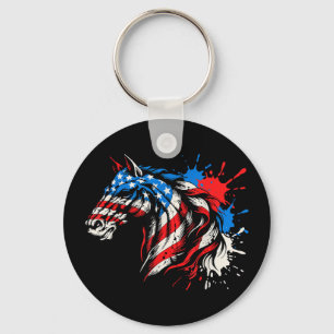 Patriotisches Pferd amerikanische Flagge Splash Ar Schlüsselanhänger