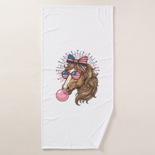 Patriotisches Pferd Bubble Gum Vintage Vector T-Sh Badehandtuch