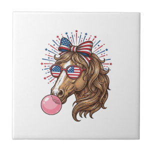 Patriotisches Pferd Bubble Gum Vintage Vector T-Sh Fliese
