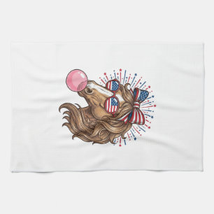 Patriotisches Pferd Bubble Gum Vintage Vector T-Sh Geschirrtuch