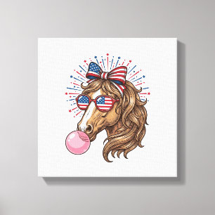 Patriotisches Pferd Bubble Gum Vintage Vector T-Sh Leinwanddruck