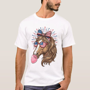 Patriotisches Pferd Bubble Gum Vintage Vector T-Sh T-Shirt
