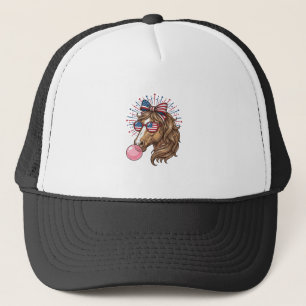 Patriotisches Pferd Bubble Gum Vintage Vector T-Sh Truckerkappe