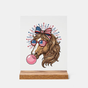 Patriotisches Pferd Bubble Gum Vintage Vektor T-Sh Acrylschild