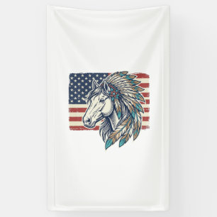 Patriotisches Pferd Flagge Vintage Vektor T-Shirt Banner