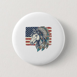 Patriotisches Pferd Flagge Vintage Vektor T-Shirt  Button