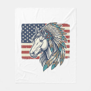 Patriotisches Pferd Flagge Vintage Vektor T-Shirt Fleecedecke