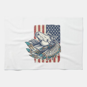 Patriotisches Pferd Flagge Vintage Vektor T-Shirt  Geschirrtuch