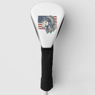Patriotisches Pferd Flagge Vintage Vektor T-Shirt  Golf Headcover