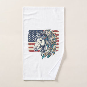 Patriotisches Pferd Flagge Vintage Vektor T-Shirt Handtuch