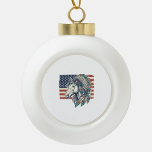Patriotisches Pferd Flagge Vintage Vektor T-Shirt Keramik Kugel-Ornament