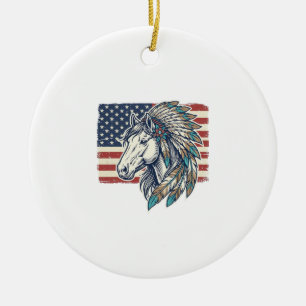 Patriotisches Pferd Flagge Vintage Vektor T-Shirt Keramik Ornament
