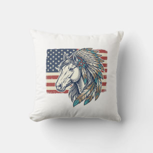 Patriotisches Pferd Flagge Vintage Vektor T-Shirt  Kissen