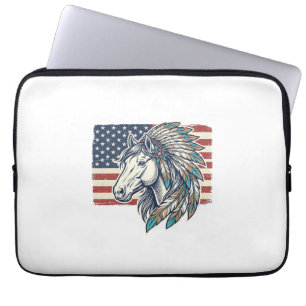Patriotisches Pferd Flagge Vintage Vektor T-Shirt  Laptopschutzhülle
