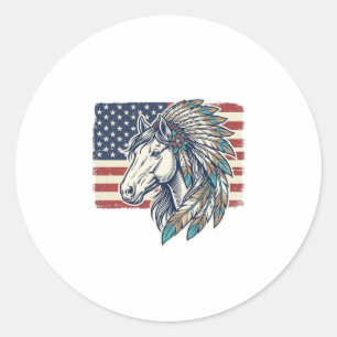 Patriotisches Pferd Flagge Vintage Vektor T-Shirt  Runder Aufkleber
