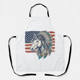 Patriotisches Pferd Flagge Vintage Vektor T-Shirt  Schürze