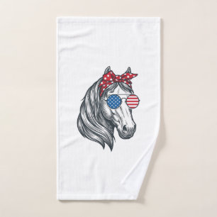 Patriotisches Pferd mit Flagge Sonnenbrille Vintag Handtuch