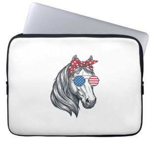 Patriotisches Pferd mit Flagge Sonnenbrille Vintag Laptopschutzhülle
