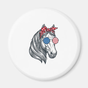 Patriotisches Pferd mit Flagge Sonnenbrille Vintag Magnet