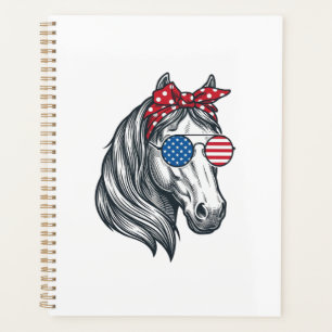 Patriotisches Pferd mit Flagge Sonnenbrille Vintag Planer