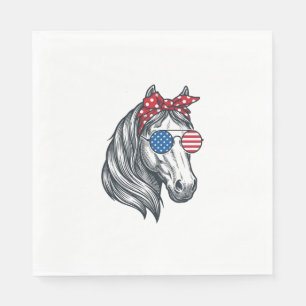 Patriotisches Pferd mit Flagge Sonnenbrille Vintag Serviette