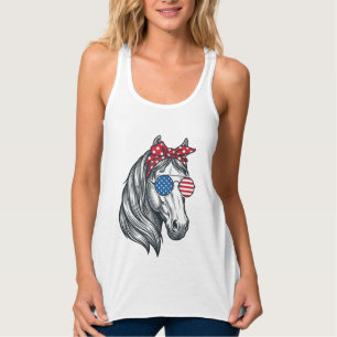 Patriotisches Pferd mit Flagge Sonnenbrille Vintag Tank Top