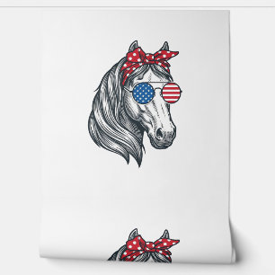 Patriotisches Pferd mit Flagge Sonnenbrille Vintag Tapete