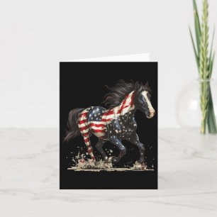 Patriotisches Pferd US-Flagge Vintages Pferd 4. Ju Karte