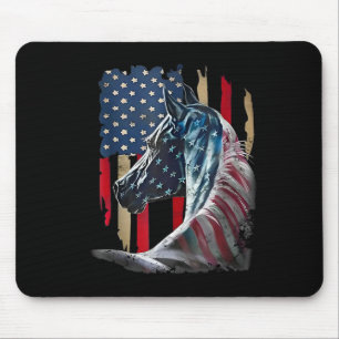 Patriotisches Pferd US-Flagge Vintages Pferd 4. Ju Mousepad