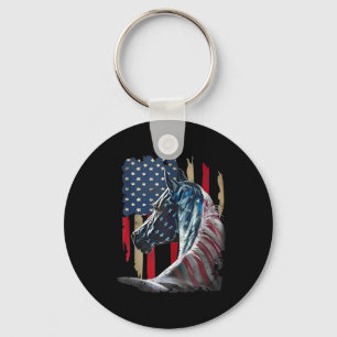 Patriotisches Pferd US-Flagge Vintages Pferd 4. Ju Schlüsselanhänger