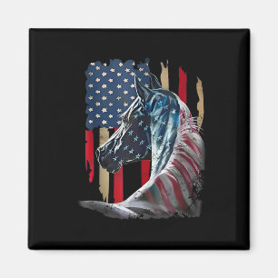 Patriotisches Pferd USA-Flagge Vintage-Pferd 4. Ju Magnet