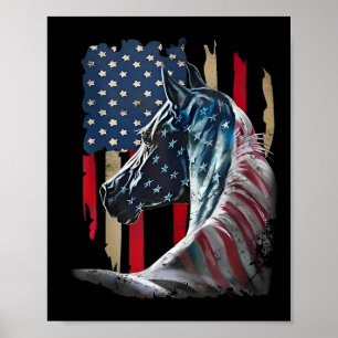 Patriotisches Pferd USA-Flagge Vintage-Pferd 4. Ju Poster