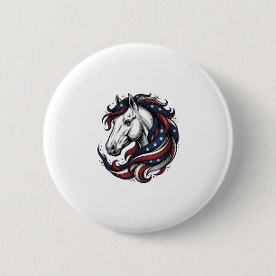 Patriotisches Pferd Vintage-Stich Vektor Kunst Button