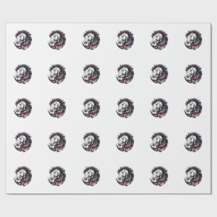 Patriotisches Pferd Vintage-Stich Vektor Kunst Geschenkpapier