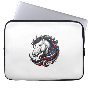 Patriotisches Pferd Vintage-Stich Vektor Kunst Laptopschutzhülle