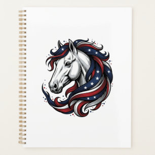 Patriotisches Pferd Vintage-Stich Vektor Kunst Planer