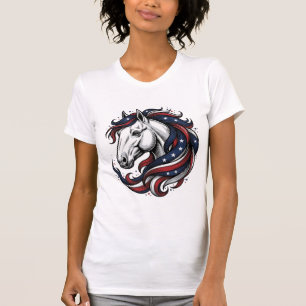 Patriotisches Pferd Vintage-Stich Vektor Kunst T-Shirt